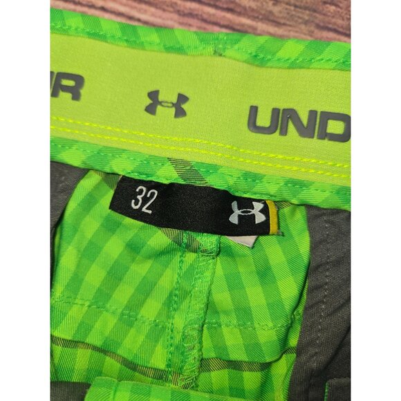 Under Armour Mens Green Plaid Golf Shorts 32 - Picture 3 of 8